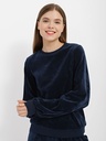 Velor sweatshirt with voluminous sleeves